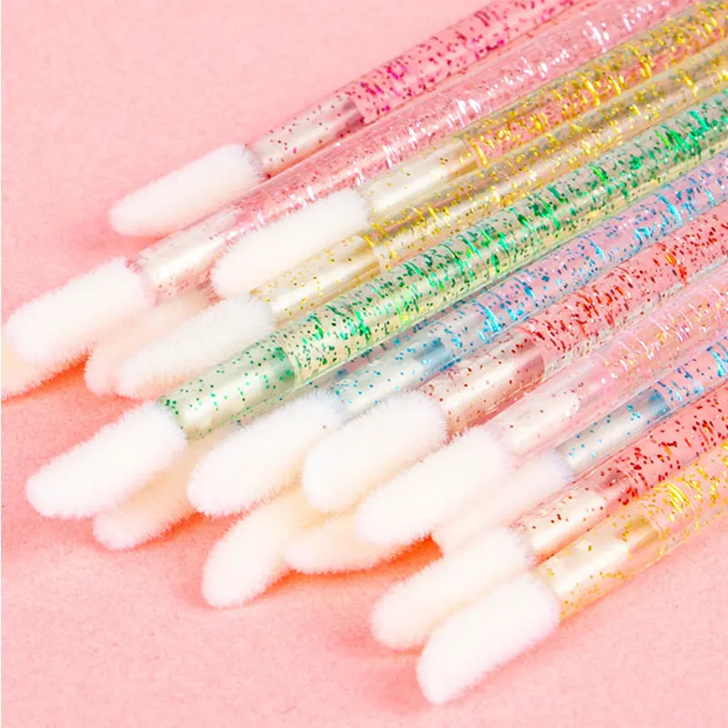 50Pcs Disposable Eyelash Makeups Brushes Lashes Extension Mascara Wands Applicators Crystal Handle Cosmetic Lip Brush