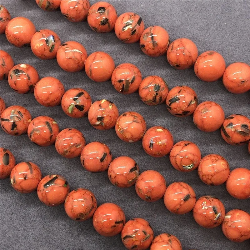 Wholesale Spacer Beads for Bracelet Making Nature Gold Thread Shell Turquoise beads Round Bead Jewelry Handmade 6/8/10mm