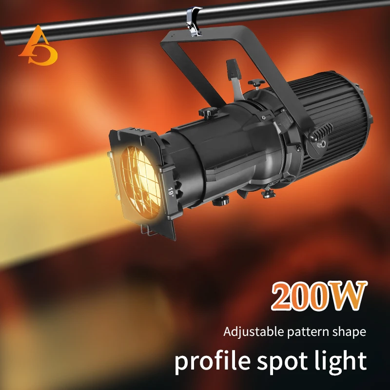 AICPOSE Led 200W  Profile Projector Spot Light Aluminum Profession Warm/Cold White/RGBW Dmx Party Lights For TV Studio Theater