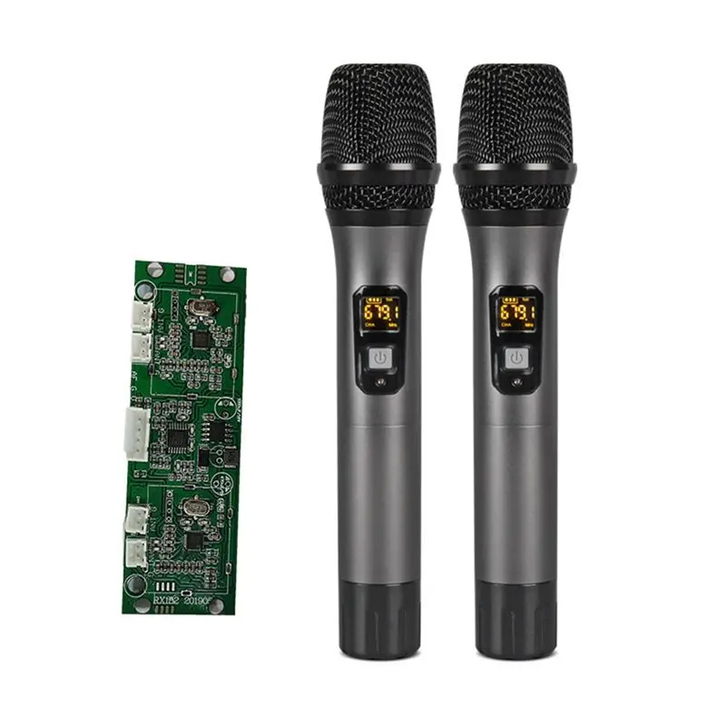 

Беспроводная динамическая микрофонная система AA60-Dual Metal с двумя ручными микрофонами и перезаряжаемым приемником, для караоке, выступлений и вечеринок