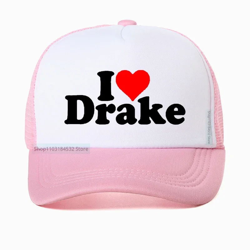 

I Love Drake Red Love Heart Women Baseball Cap girl Harajuku Golf hats Y2k Fashion Summer women Mesh Snapback hats Casquette