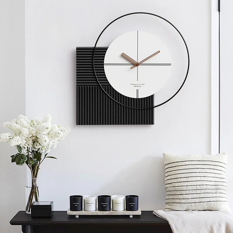 

Zml wall clock - modern quartz clock with wooden accents - silent wall hanging for living room