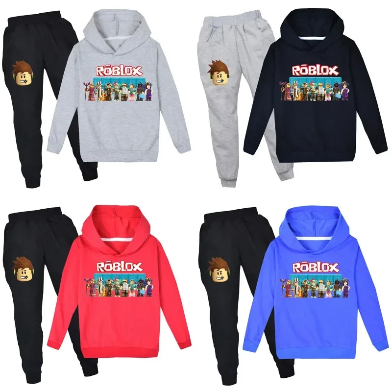

Cartoon Game Roblox Fashion Trend Suit for Boys and Girls Hooded Sweatshirt Casual Trousers Children Birthday Gifts