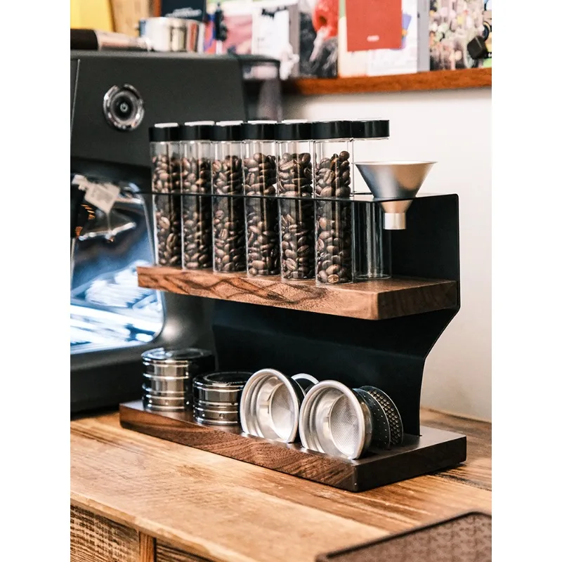 Coffee bean sub-bottling glass test tube display rack, double-layer cloth powder press storage rack, bean storage sealed jar