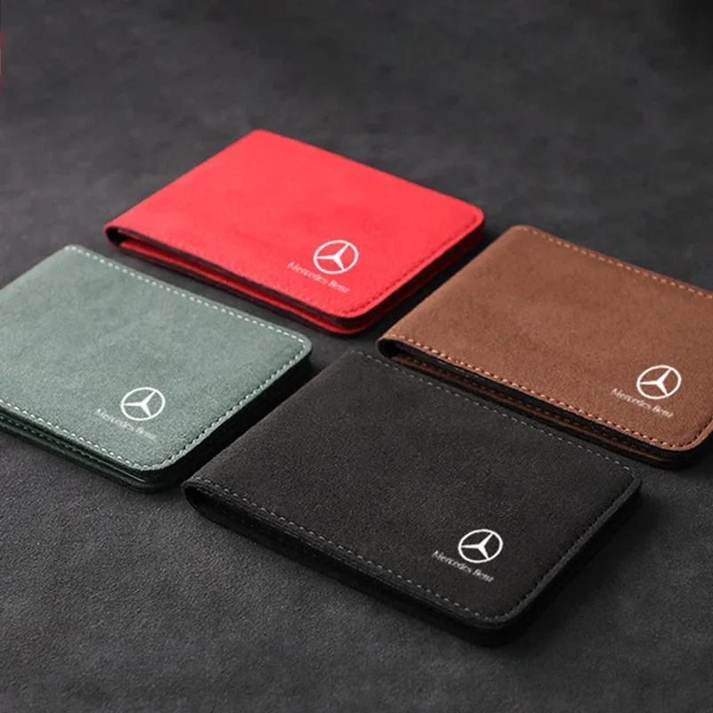 Suede Car Driver License Holder Card Case Bag For Mercedes Benz AMG W203 W204 W205 W210 W124 W211 W212 W164 W176 CLA CLS SL GLA