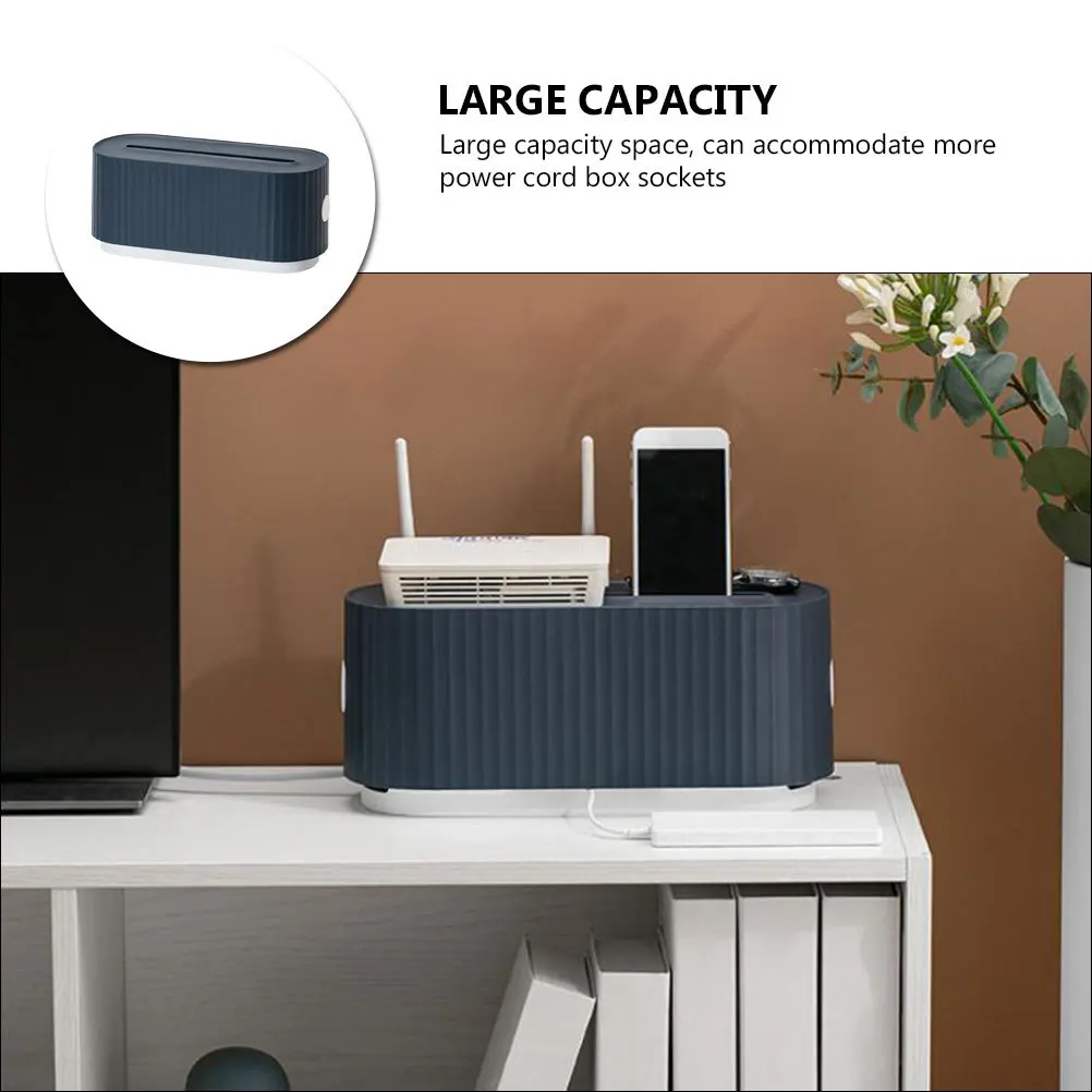 

1pc Large Capacity Cable Storage Box Blue Cord Organizer For Home Office Socket Case Power Line Manager Wire Holder