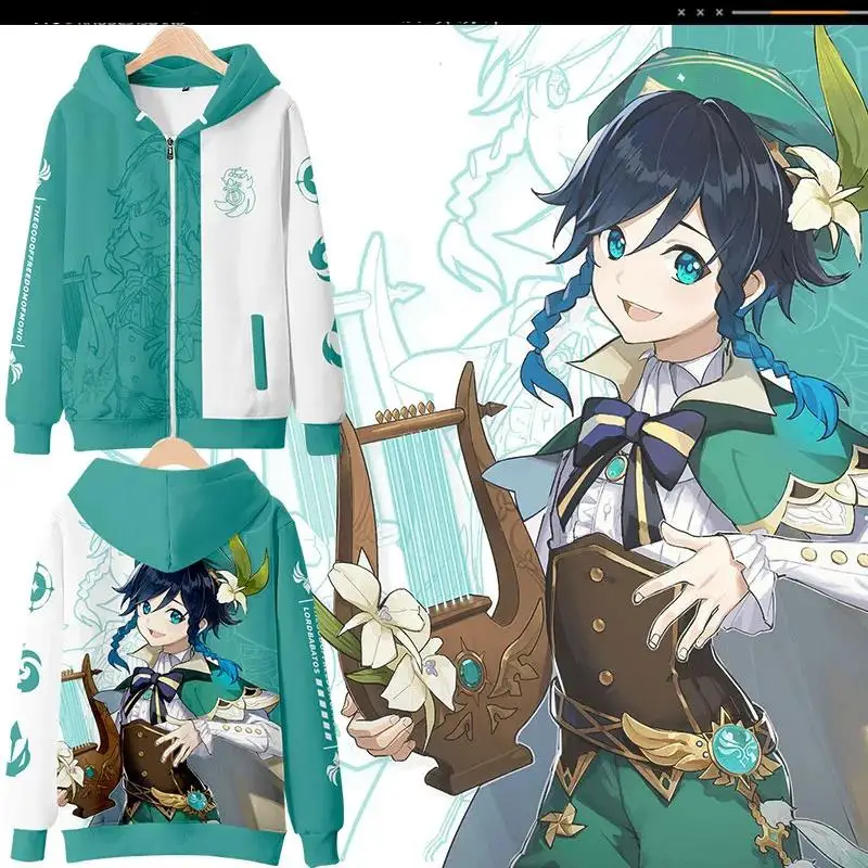 

2026 Anime Game Genshin Impact Venti cosplay printed 3D Hoodies Men Women Sweatshirt Hoodie Harajuku casual men hoodi
