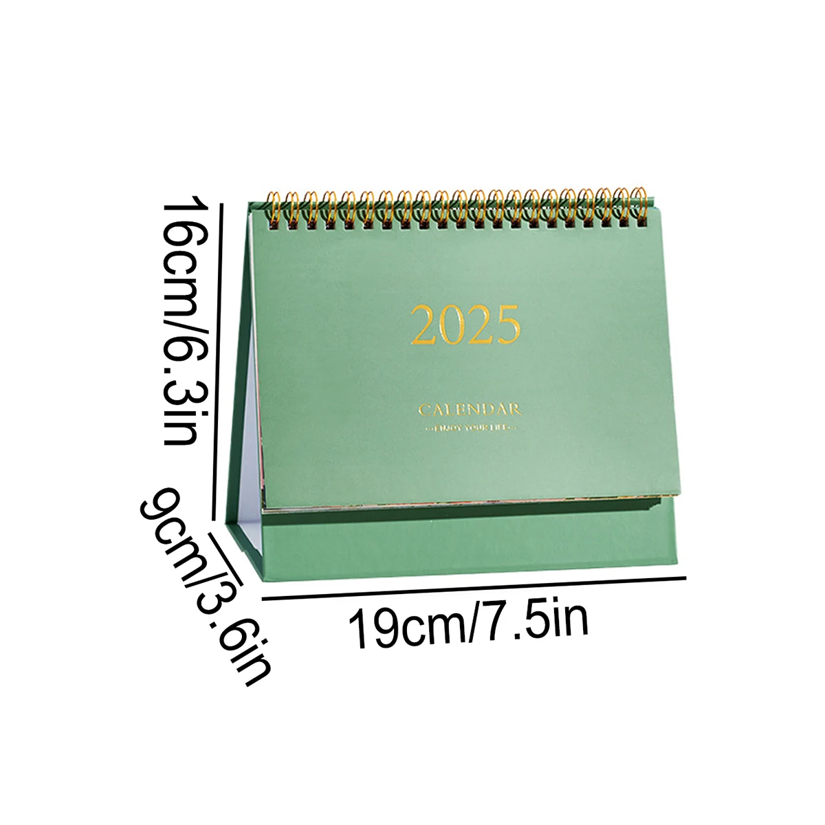 1 Pc Solid Color Medium 2025 Desk Calendar - Durable Metal Ring Binding Nature Landscape Pattern Inner Page Office Desk Memo