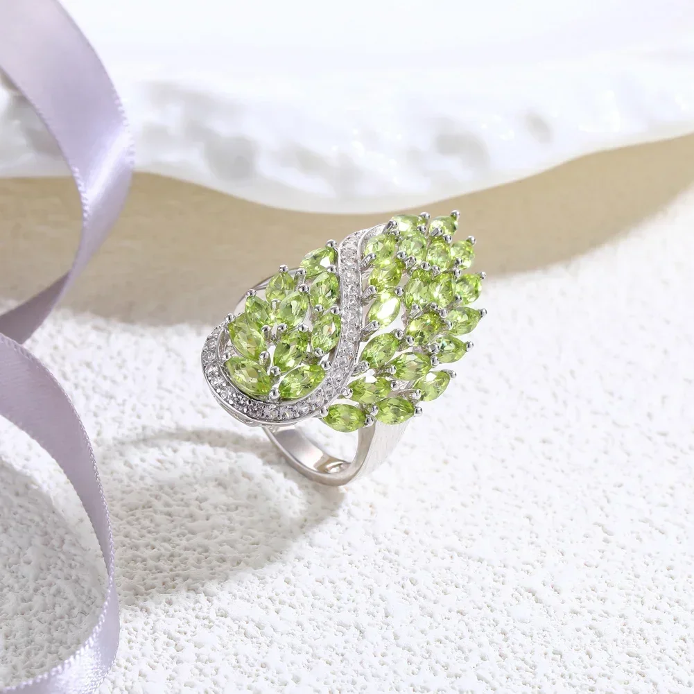 GZ ZONGFA Unique Women Big Ring Peridot Stone Natural 925 Sterling Silver Rings Rhodium Plated Mama Women Ladies Fine Jewelry