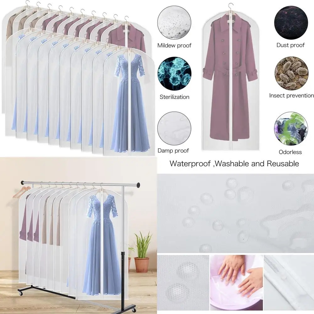 

Set of 20 Clear Zippered 60-Inch Garment Bags for Closet, Ideal for Storing Dresses, Suits, Coats, and Gowns
