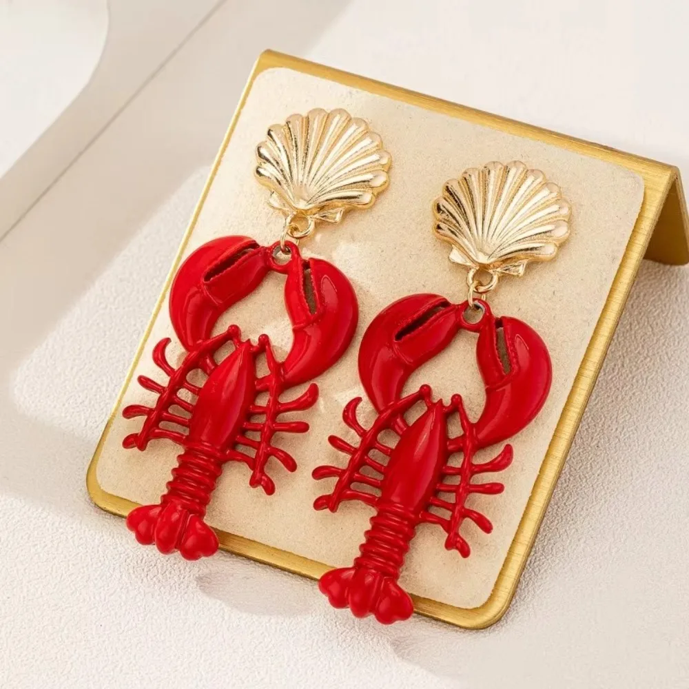 

Popular Handmade Lobster Earrings Metal Enamel Enamel Necklace Stone Beaded Shells Bohemian Jewelry Women
