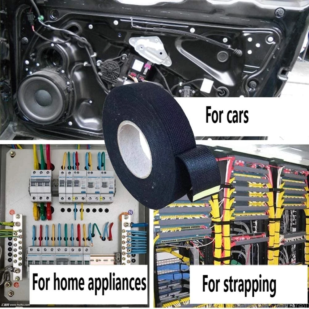 Cinta adhesiva de protección, tira pegante de 15 metros, resistente al calor ideal para cableado, coche, ropa, arnés de telar
