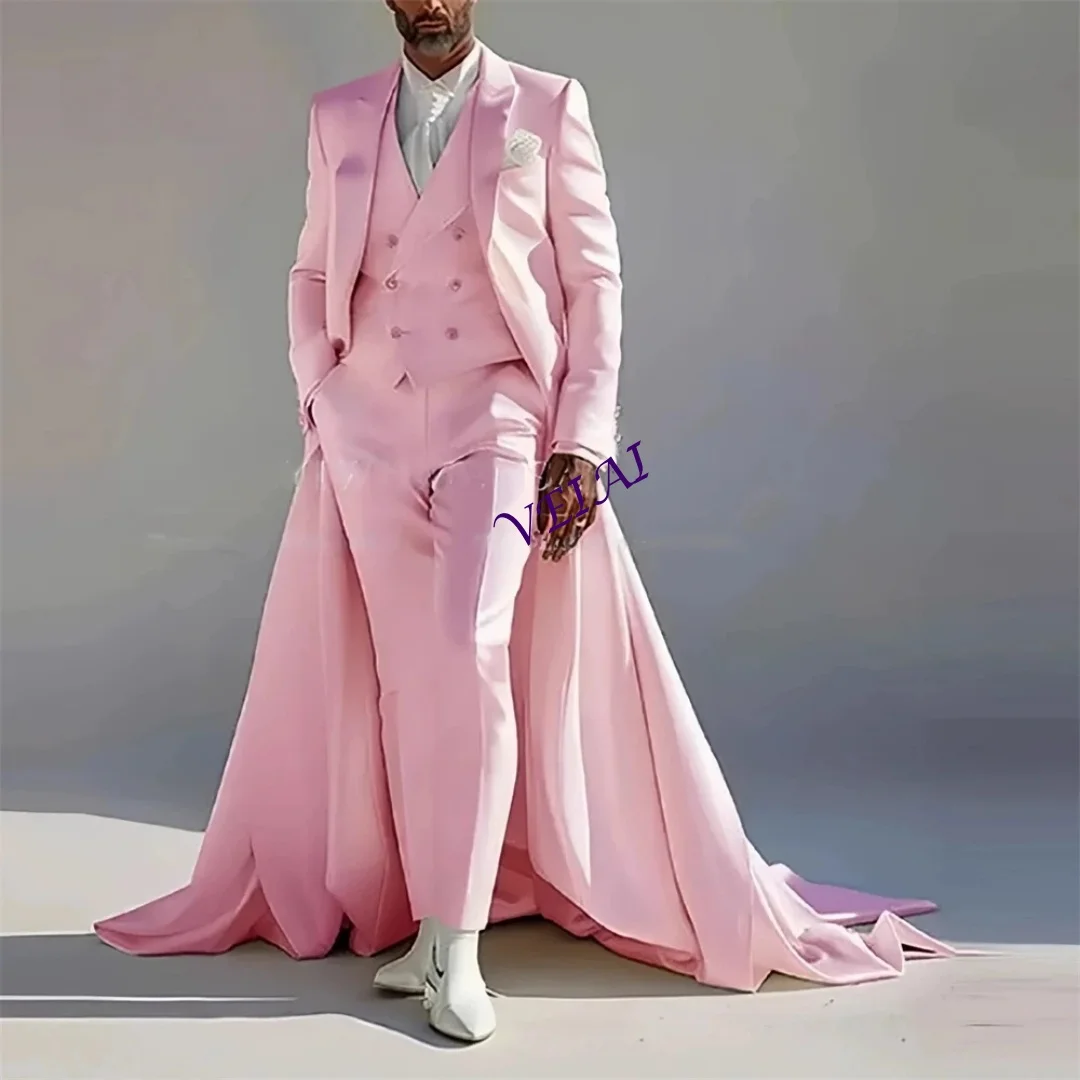 CustomizedMen Banquet Three Piece Suit Attire Set, Long Tail Suit Jacket Pant Waistcoat for Men, Wedding Groom Suit XS-4XL Many