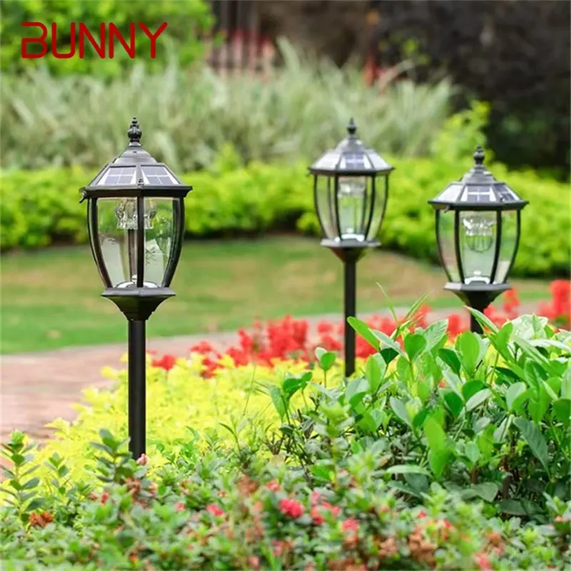 BUNNY Retro Simple Outdoor Black Lawn Lamp LED Light Classical Waterproof Home for Villa Path Garden