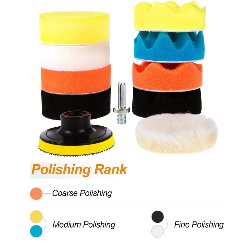 3/4/5'' Car Polishing Disc 11Pcs/Set Buffing Sponge Pads