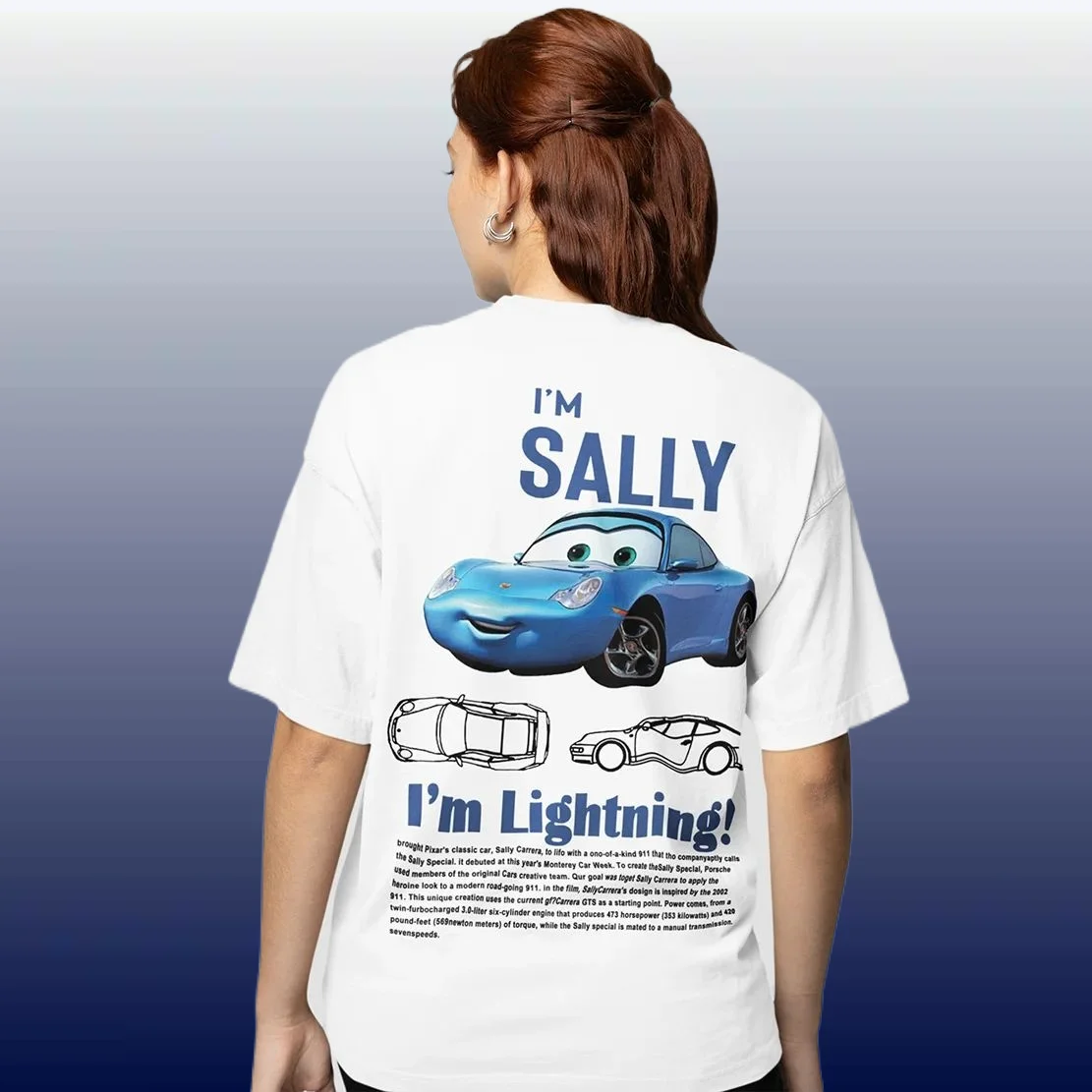

Футболка для пар с принтом Lightning Mcqueen and Sally Back 2022, для мужчин и женщин, футболка с короткими рукавами Sally and Mcqueen, летний повседневный топ