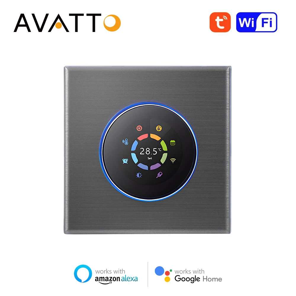 AVATTO WiFi Smart Heating Knob Thermostat LCD Display Touch Screen Temperature Controller For Water Gas Boiler Electric Heating