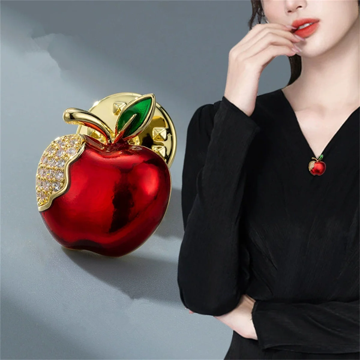 1PcCute والحلوة التفاح بروش رائعة الإبداعية دبوس الأزياء والمجوهرات اكسسوارات عشية عيد الميلاد حزب الديكور هدية بالجملة