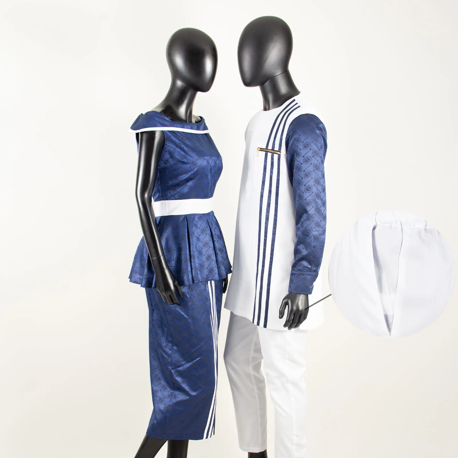 African Couple Matching Outfits Wedding Dress Women Sexy Top Skirt Men Robe Shirt Pants Suit Set Daily Party Love Wear Y23C006