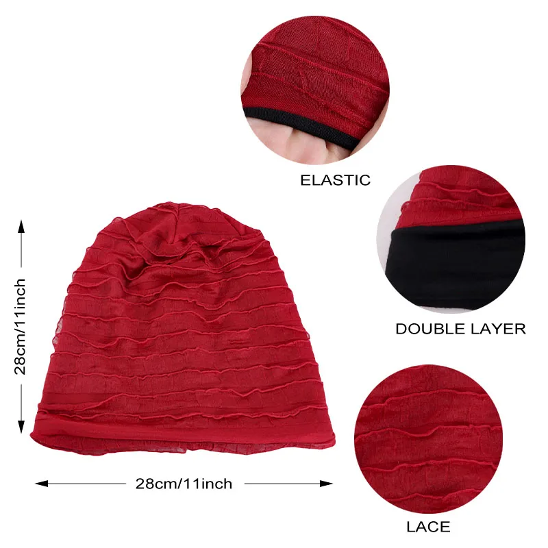 New Women Baggy Slouchy Turban Soft Knit Cow Louver Beanie Hat Elastic Lightweight Breathable Chemo Caps Casual Thin Head Wrap