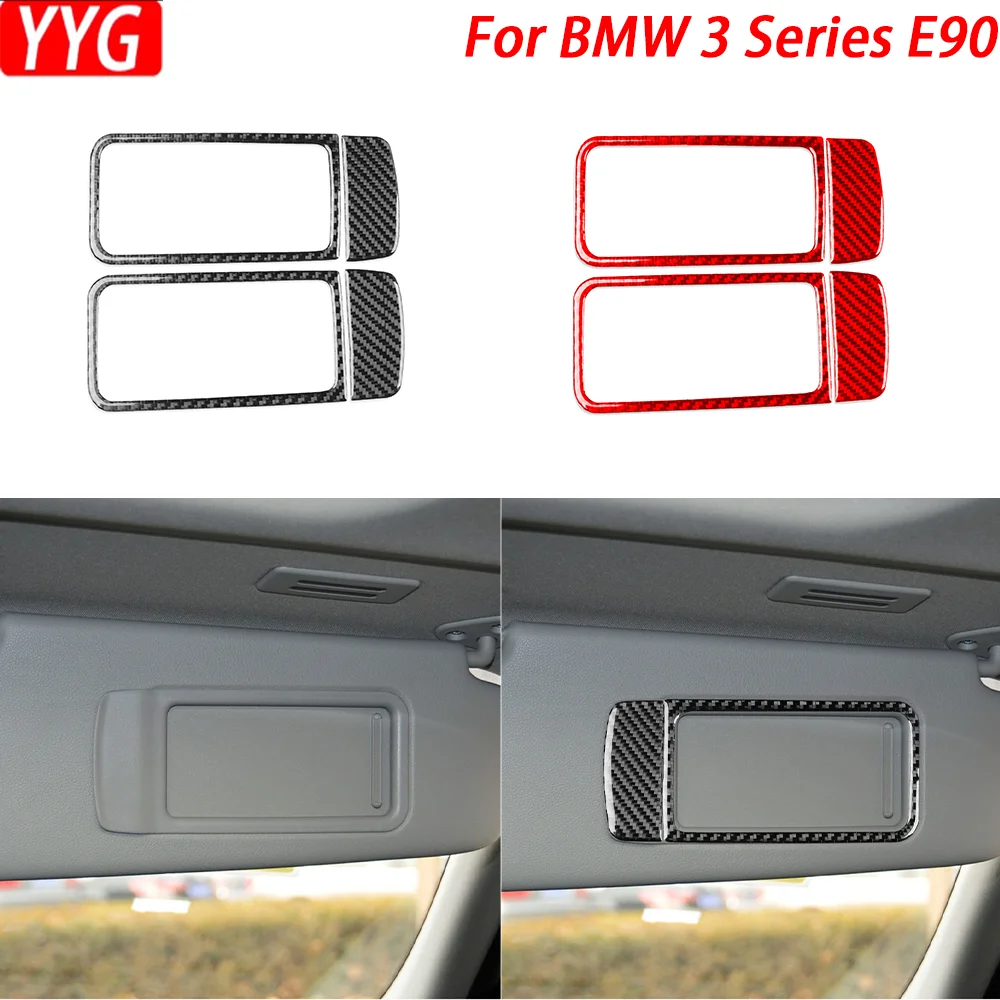 For BMW 3 Series E90 2005—2012 Car Accessories Carbon Fiebr Roof Makeup Mirror Frame Paenl Cover Trim Sticker Modification