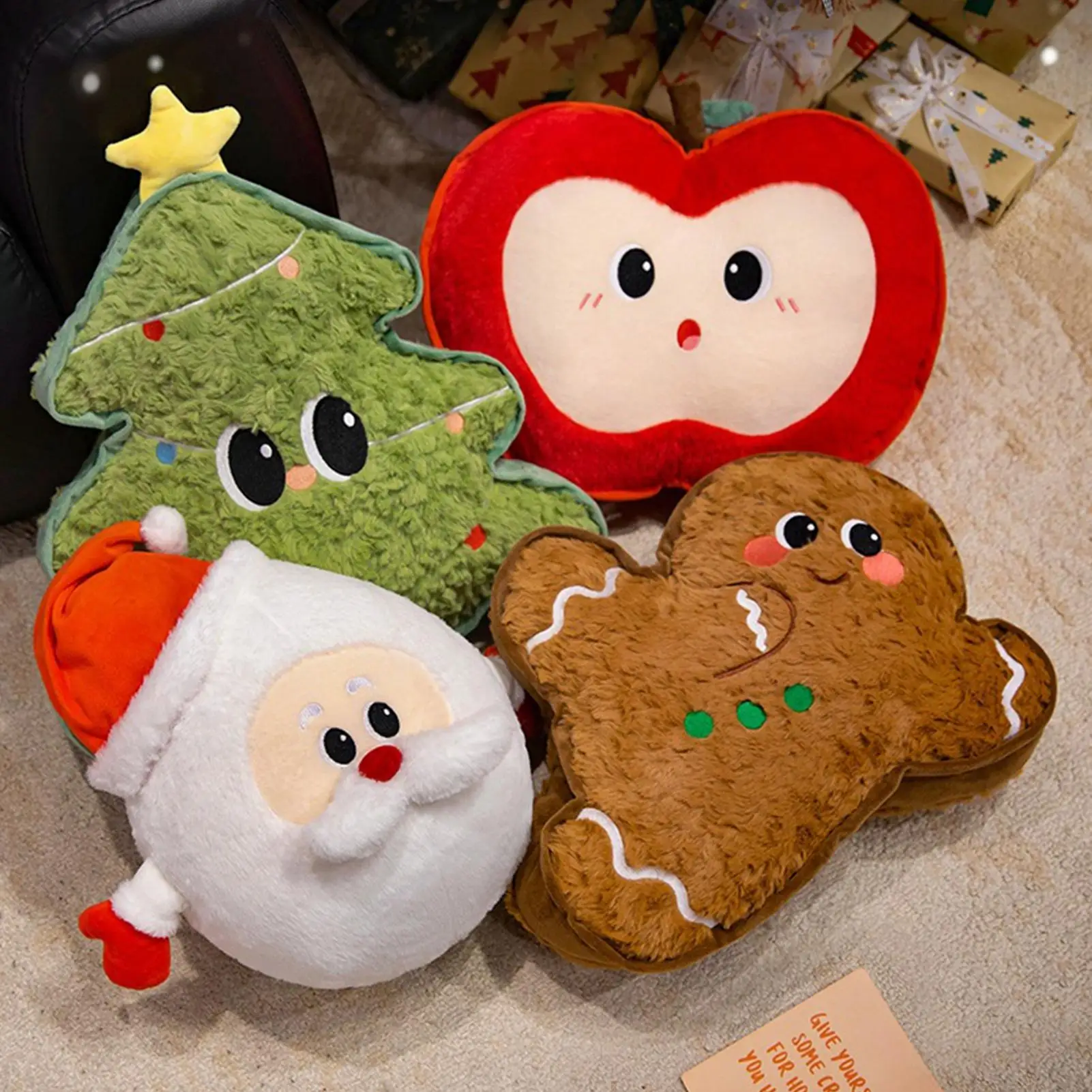 Pluszowy piernikowy drzewko choinkowe, uroczy, miękki, dekoracja świąteczna do domu, poduszki świąteczne, lalka na choinkę, poduszka ozdobna, zabawka.
