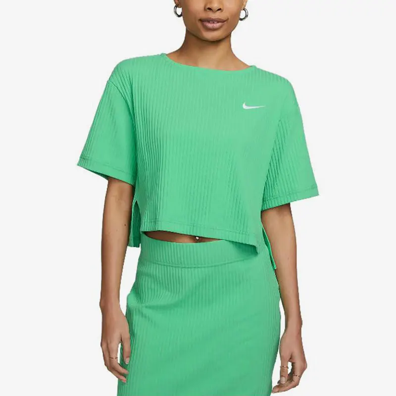 

Nike Authentic New Summer Loose Ribbed Knit Women's Sport Short Sleeve T-Shirt DV7871-363