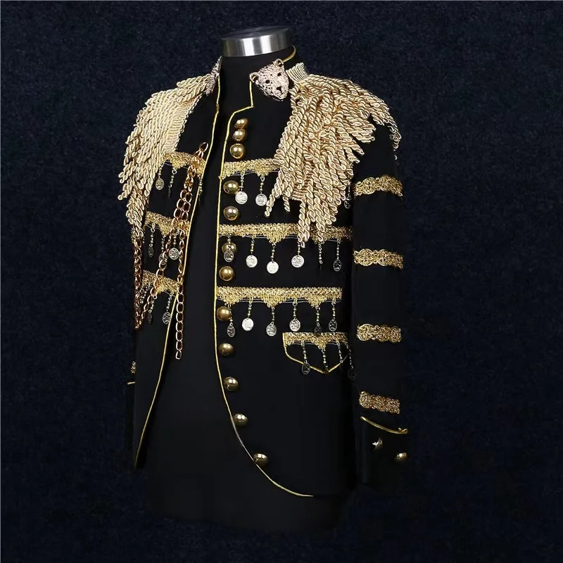 Men's Pendant Palace Suit Jacket European/American Tassel Republic of China Presidential Military Uniform Theatrical Costume