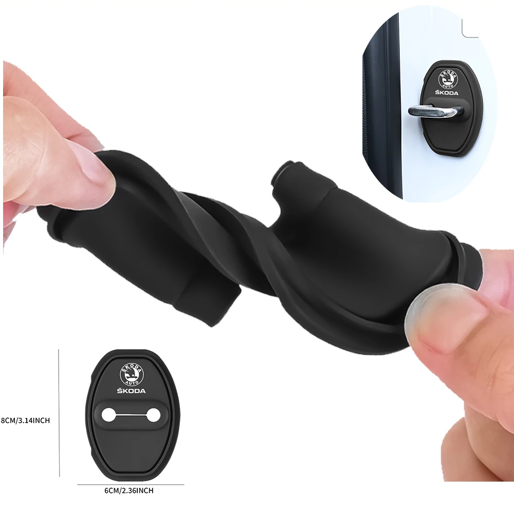 

Silicone Door Lock Protector Cover Anti-Rust Door Latch Buckle Cap Car Interior Accessories Fit for Skoda Octavia Kamiq Fabia
