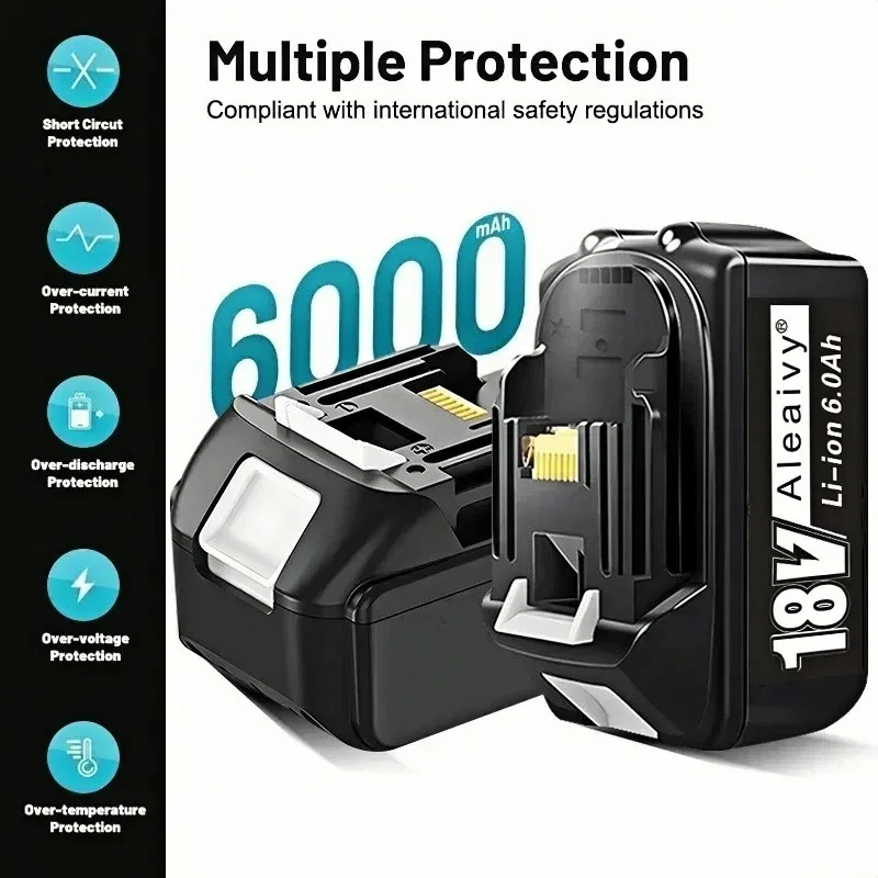 

Aleaivy Makita 18v Battery With Charger Rechargeable Lithium Ion for BL1850 BL1880 BL1860B LXT400 Power Tool Makita 18 v Battery