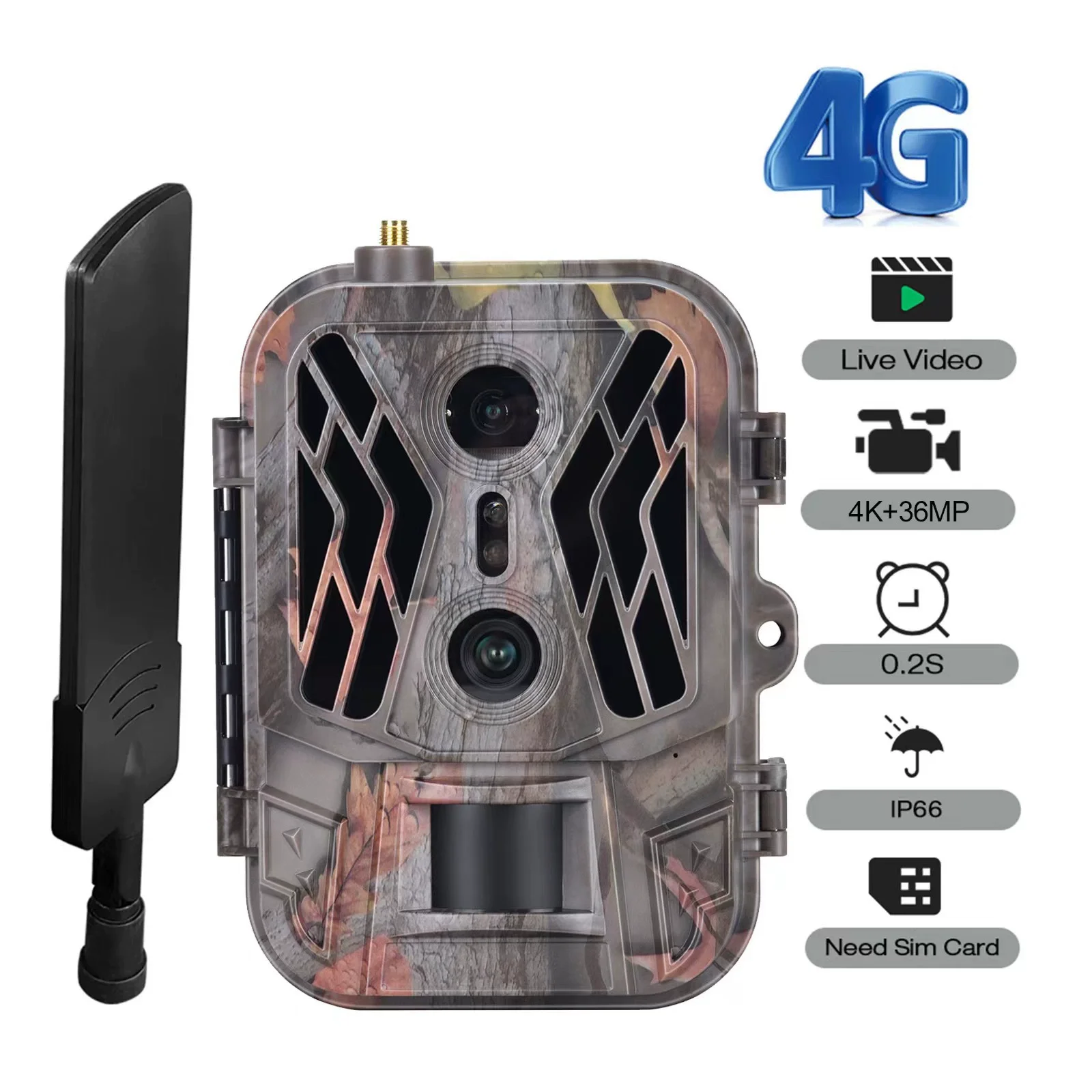 

HC-950PRO Dual Lens 4G LTE Cellular Live View Wildlife Hunting Camera 4K Infrared Waterproof Wildlife Hunting Camera