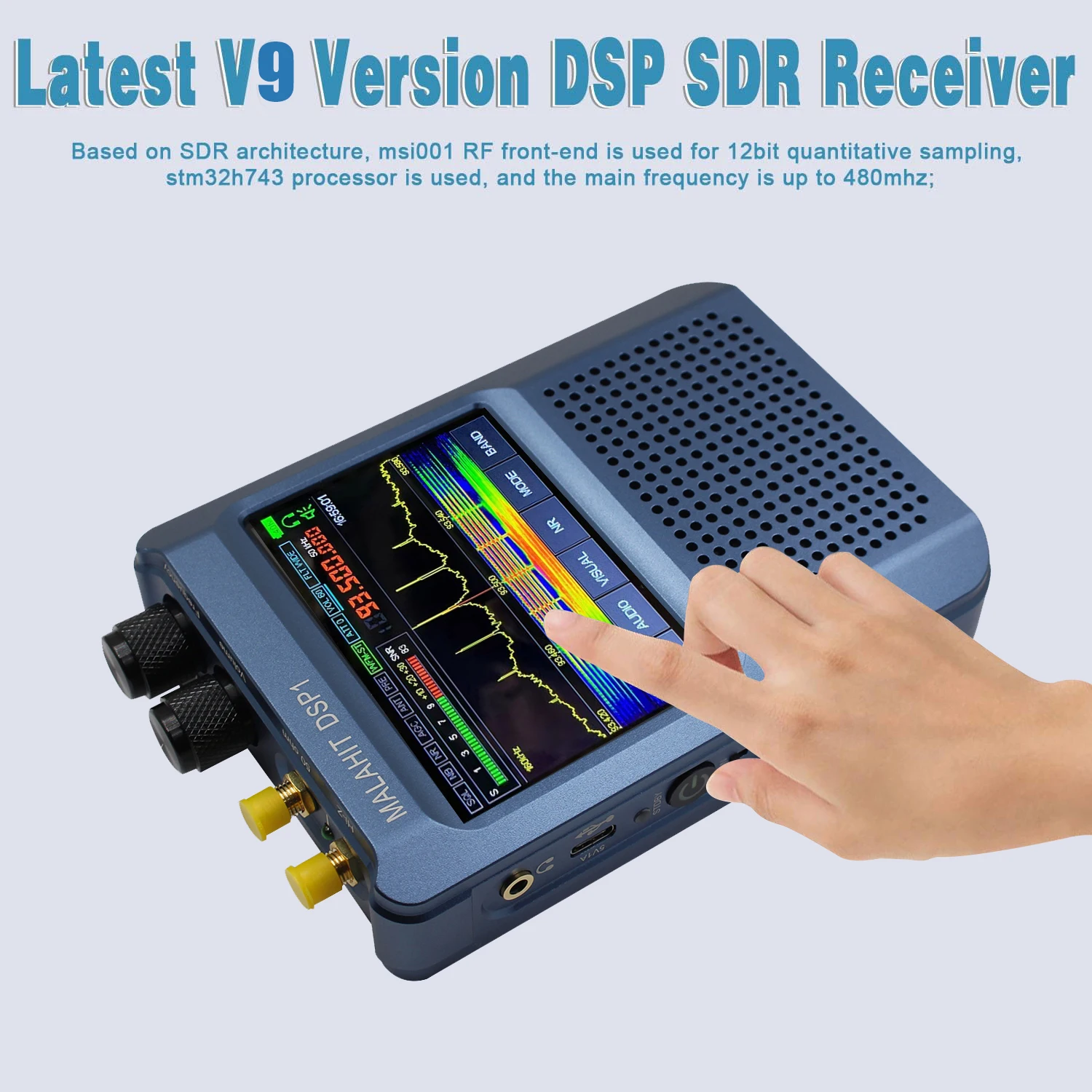 DSP1 V9 Version 1.10D Malachite Receiver 50kHz~250MHz 400MHz~2GHz SDR Radio Shortwave Support AM, SSB (LSB USB), CW, NFM, WFM