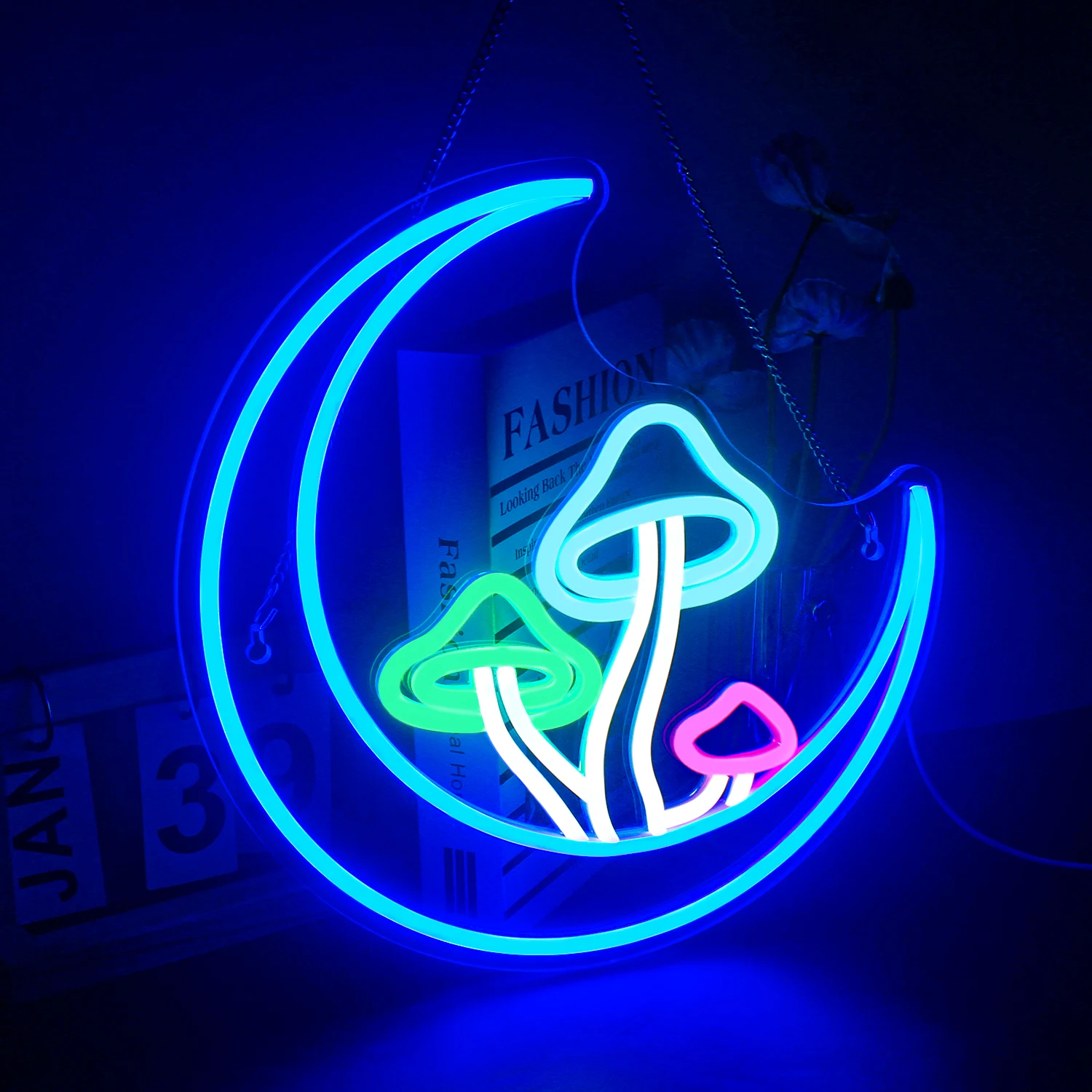 Imagem -02 - Mushroom Neon Sign para Wall Decor Usb Regulável Led Azul Sala de Estar Quarto das Crianças Casa Bar Presente de Festa