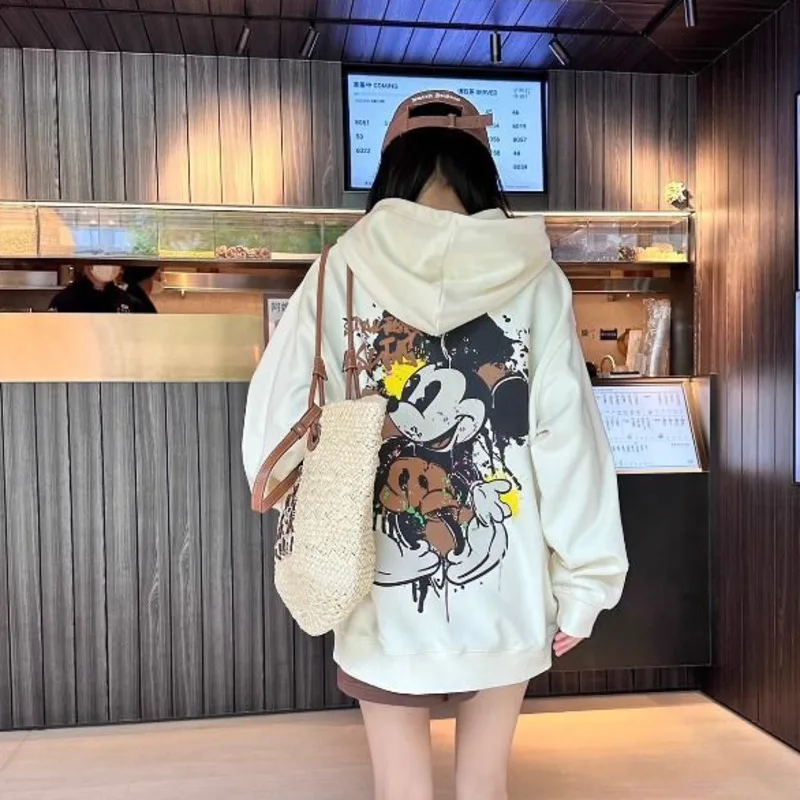 Disney Mickey Mouse Y2K Hoodie Harajuku Cartoon Oversized Print Pullover Sweatshirt Women New Fashion Casual Gothic Hoodies