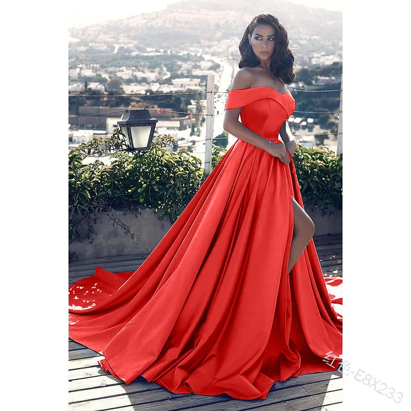 Women  Elegant Party Dresses For Female Long Prom Formal Gowns Off the Shoulder Wedding Plus Size Vestido