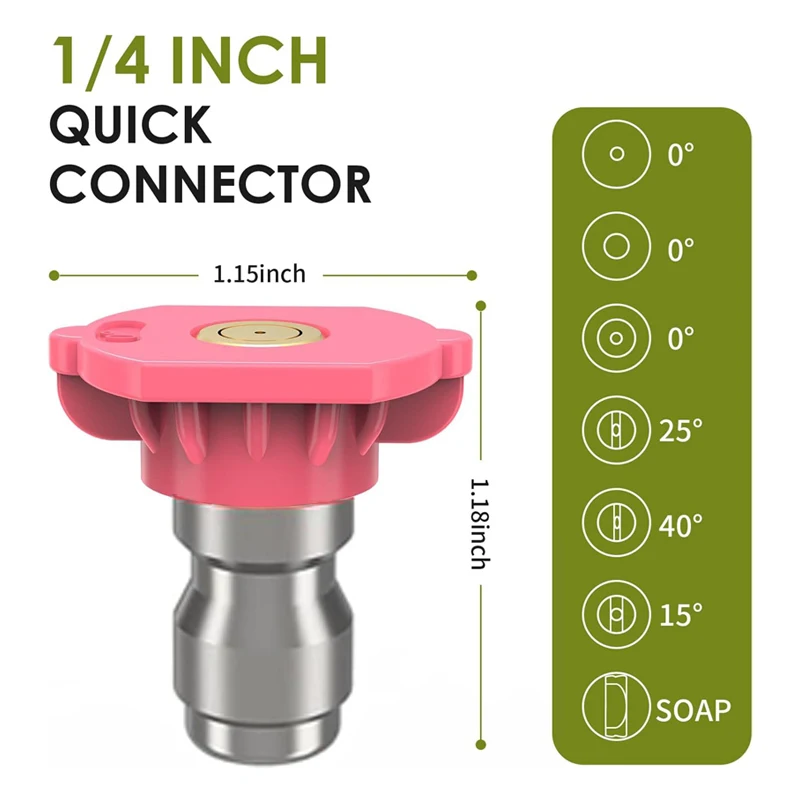 Universal Pressure Washer Tips Multiple Degrees Nozzle 1/4 Inch Quick Connect with Nozzle Holder 7 Spray Nozzle Tips 4000 PSI