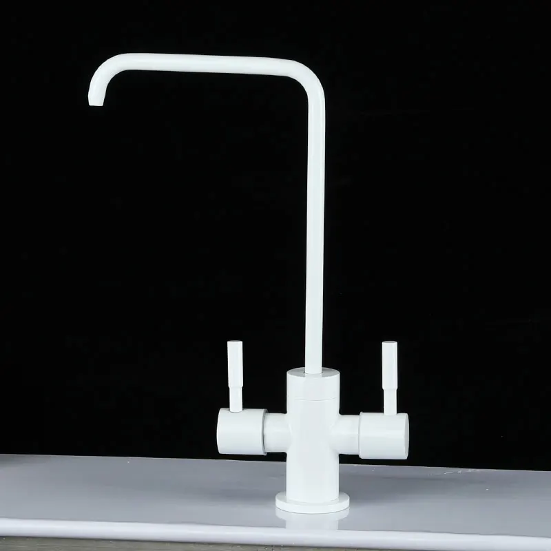 

Dual Handle Pure White Purifier Faucet Black Dual Hose Drinking Water Tap