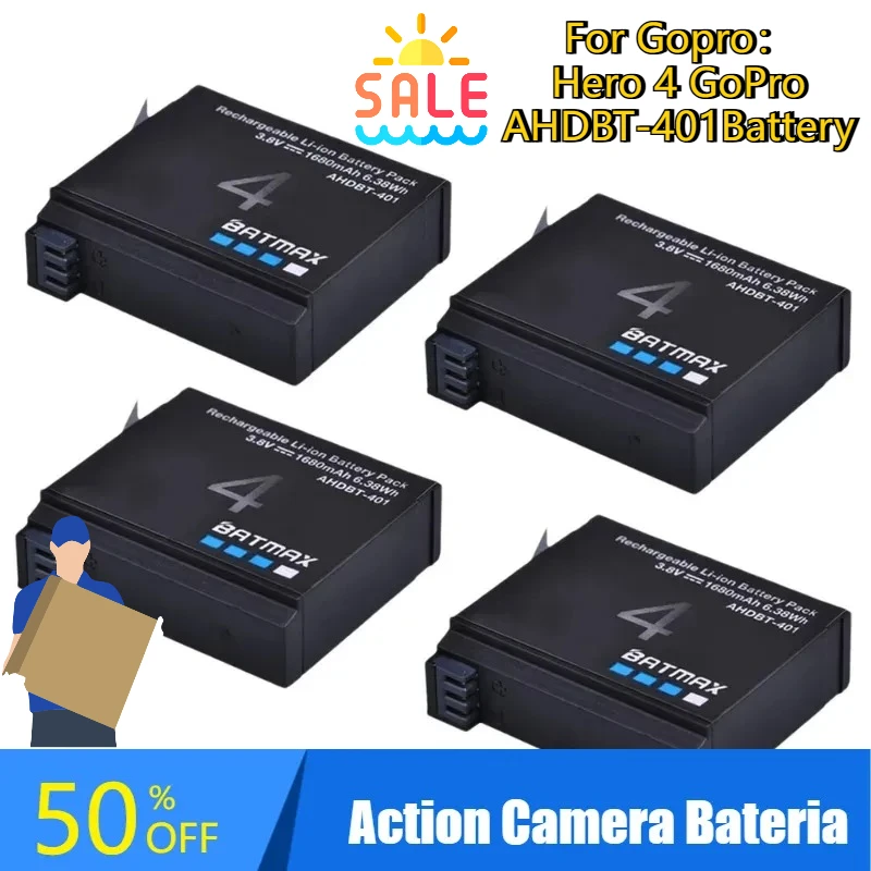 

1680mAh Digital Batteries for Gopro Hero 4 GoPro AHDBT-401 Replacemen Action Camera Bateria