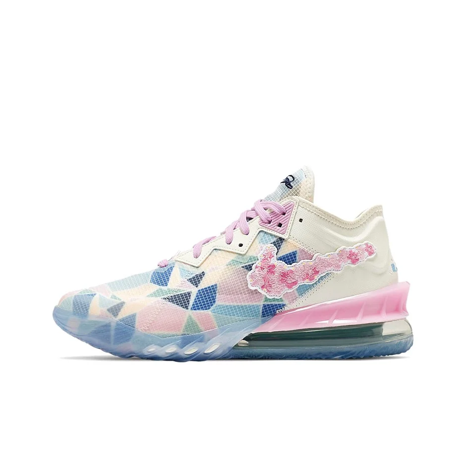 Nike Lebron 18 Basketball Shoes Unisex Mid Top Blue/White/Pink CV7564-101