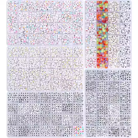 1 Set/Bag 24/28 Grid Box Of Acrylic 26 Letter Bead Set, Handcrafted DIY Making Jewelry, Earrings, Necklaces, Accessories Materia