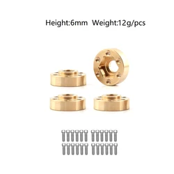 4pcs Brass 12mm Wheel Hex Hub Widen Adapter for 1.9 2.2 Wheel Rim 1/10 RC Crawler Axial SCX10 Traxxas TRX4 Wheel Counterweight
