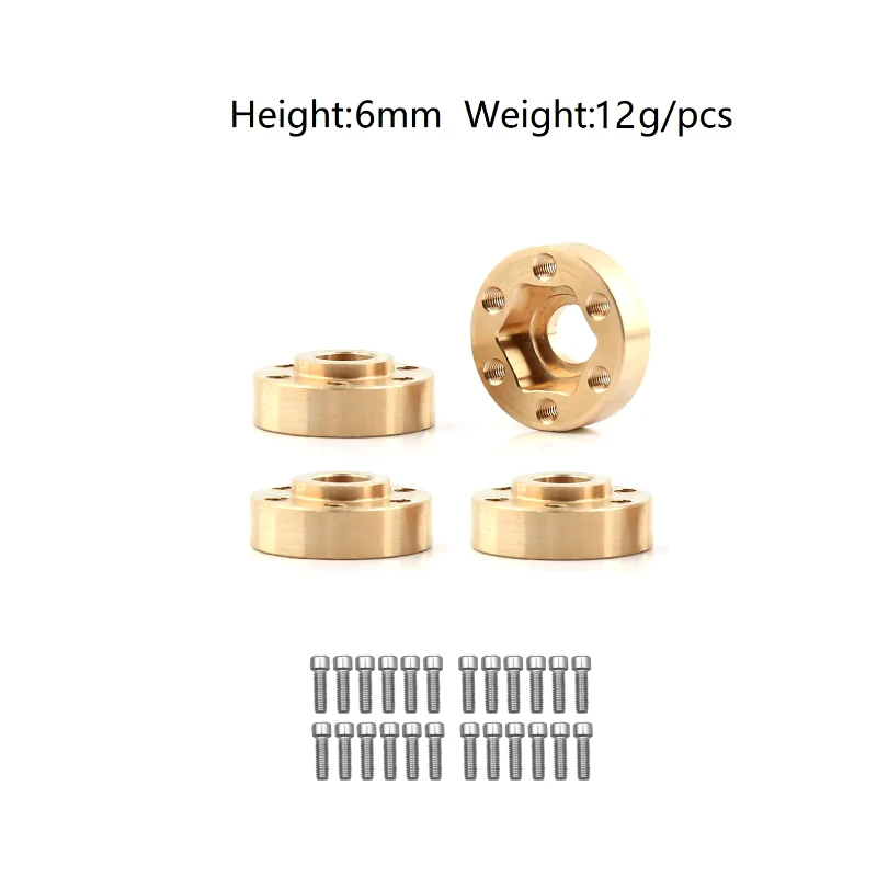 4pcs Brass 12mm Wheel Hex Hub Widen Adapter for 1.9 2.2 Wheel Rim 1/10 RC Crawler Axial SCX10 Traxxas TRX4 Wheel Counterweight