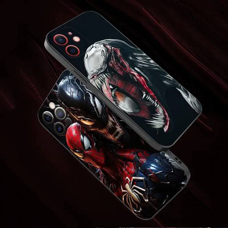 Phone Case For Apple iPhone 15 11 14 13 12 Pro Max 13 12 Mini XS XR X Silicone Cover Marvel Venom Spider Man Symbiosis Shell