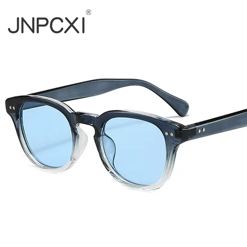 JNPCXI nuevas gafas de sol cuadradas de Color caramelo a la moda Popular Ins para mujer, remaches Vintage azules, gafas de sol para hombre UV400
