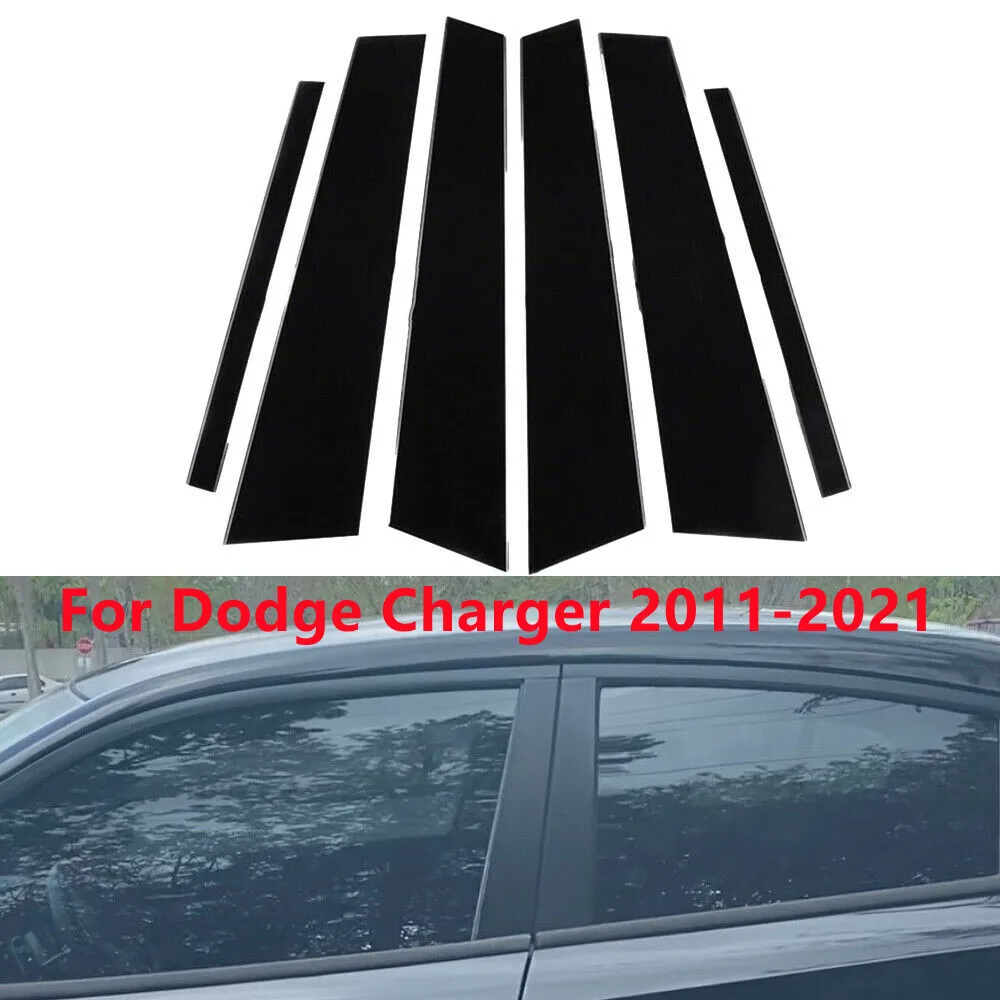 

6Pcs/Set Door Window Trim Pillar Posts Glossy Black Molding Cover Stickers For Dodge Charger 2011-2021 Car Accessories