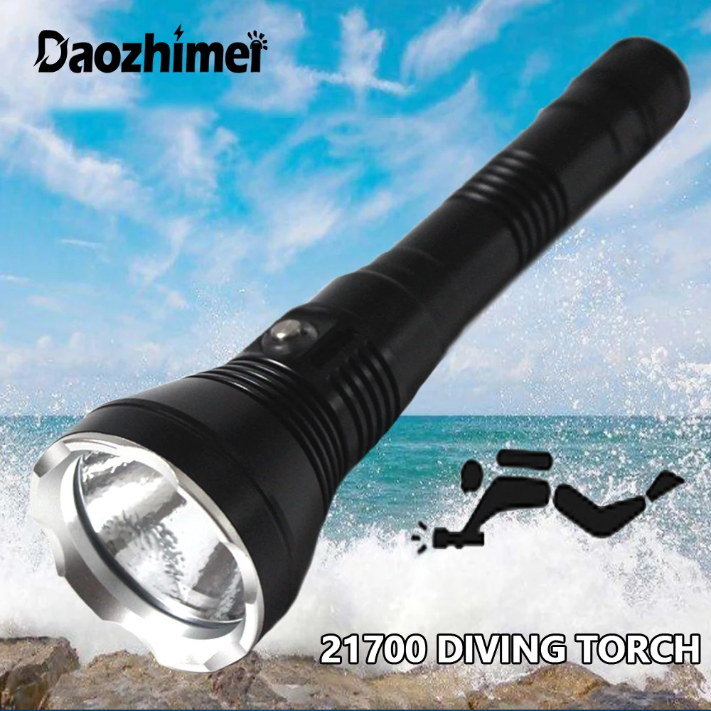 

Underwater100M Diving Flashlight XHP70.2 IPX8 Waterproof Light Lamp LED Scuba Lamp Torch Dive Light use 2*21700 Battery