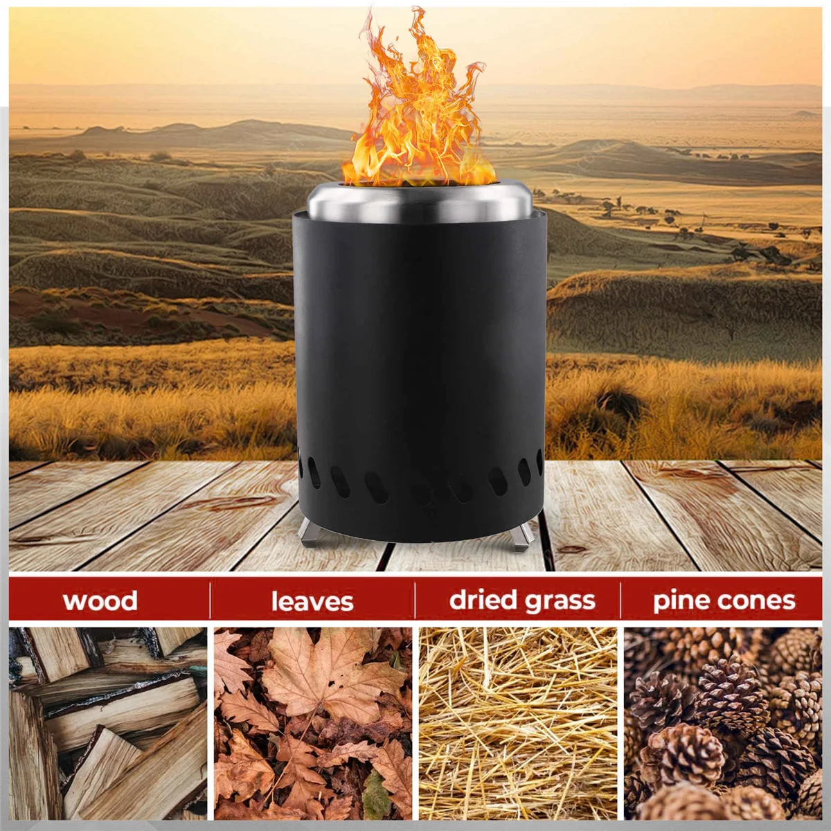 Nuovo riscaldatore portatile per bruciatore in acciaio inossidabile Mini stufa a legna da fuoco Forno per falò da campeggio esterno Brasero per braciere senza fumo