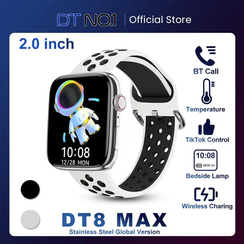 New DT8 Max Original Smart Watch for Men 2.0 Inch HD Screen Bluetooth Call NFC Smartwatch Temperature Monitoring PK DT7 Pro Max