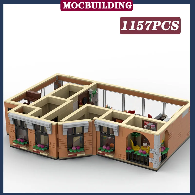 Urban Architecture Friend Apartment Set Creative Floor Model Building Block Assembly MOC TV Cafe Collection Series Toys