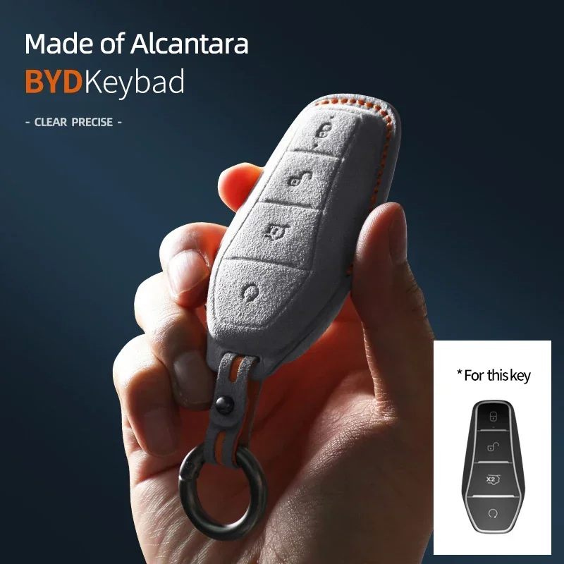 For BYD EA1 Han EV Qin Song Plus Dmi Yuan Plus Tang Atto 3 EV Car Key Case Accessories Styling Suede Leather Key Cover Keychain
